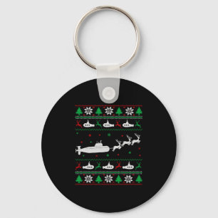 Navy Submarine Submariner Ugly Christmas Sweater Key Ring