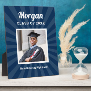 Navy Sunburst Graduation Party Photo Plaque