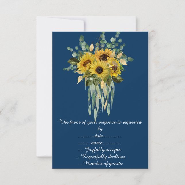 Navy Sunflower Eucalyptus response card (Front)