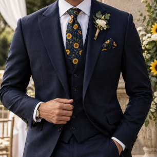 Navy Sunflower Tie