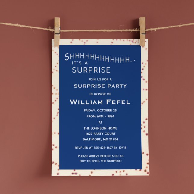 Navy Surprise Birthday Custom Age Invitation (Creator Uploaded)