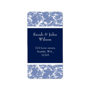 navy swirls ,return address label