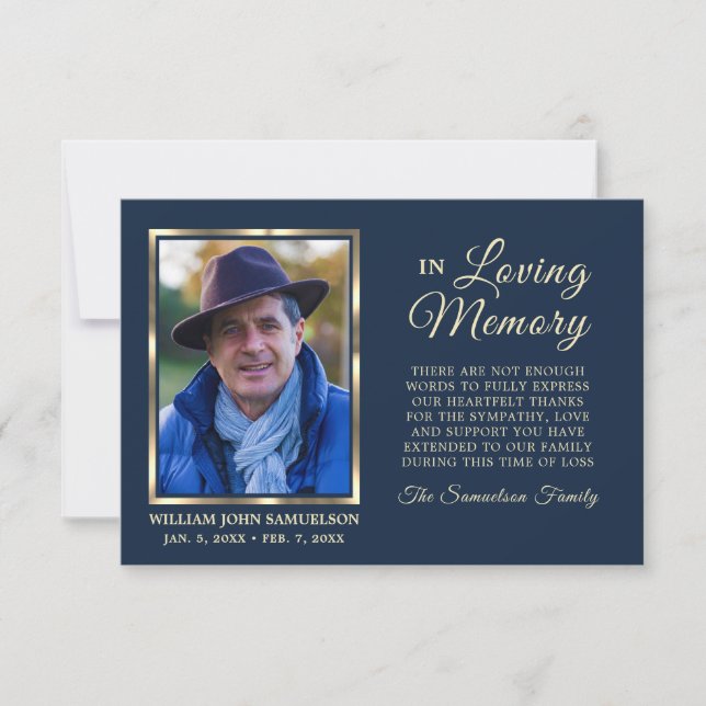 NAVY Sympathy Funeral Memory THANK YOU Photo (Front)