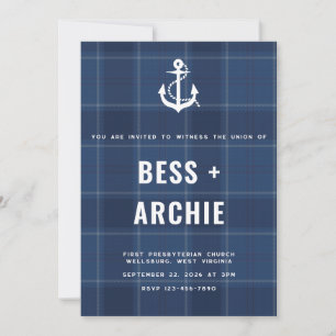 Navy Tartan Invitation