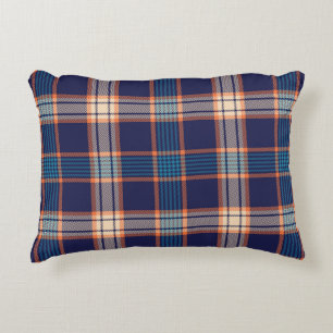 Navy tartan plaid pattern decorative cushion