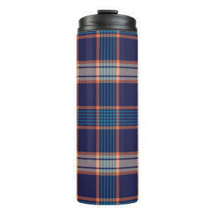 Navy tartan plaid pattern thermal tumbler