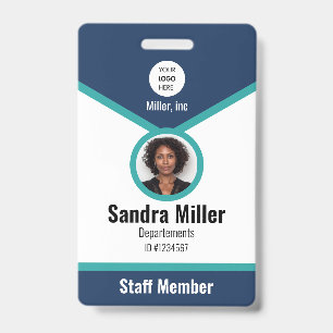 Navy & teal   Custom Employee Photo ID  Badge