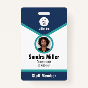 Navy & teal   Custom Employee Photo ID  ID Badge