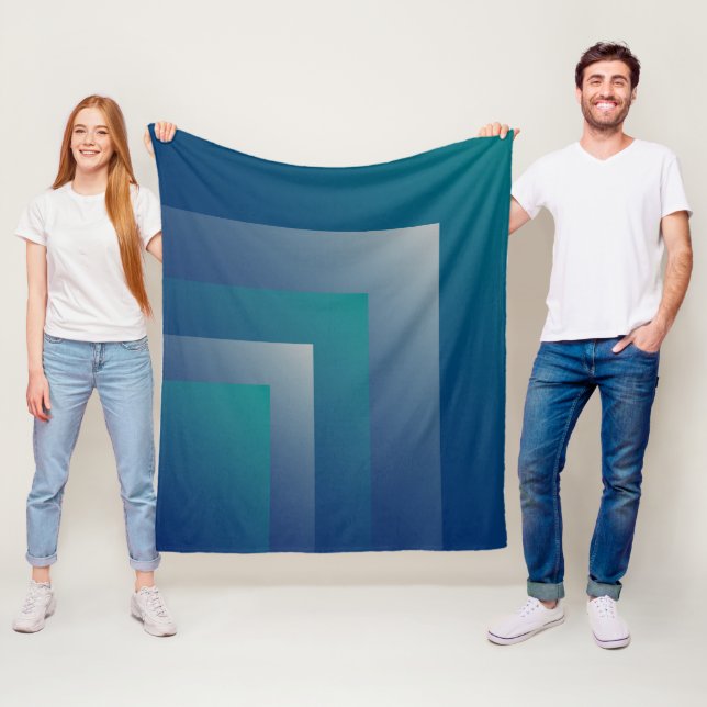 Navy teal grey fleece blanket (In Situ)