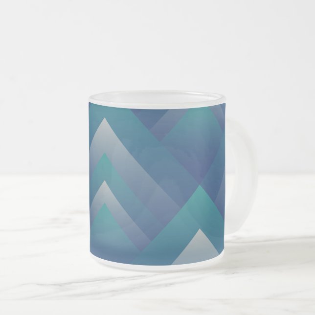 Navy teal grey frosted glass coffee mug (Front Right)