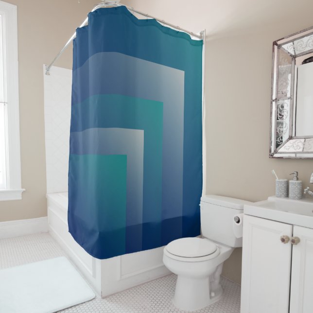 Navy teal grey shower curtain (In Situ)