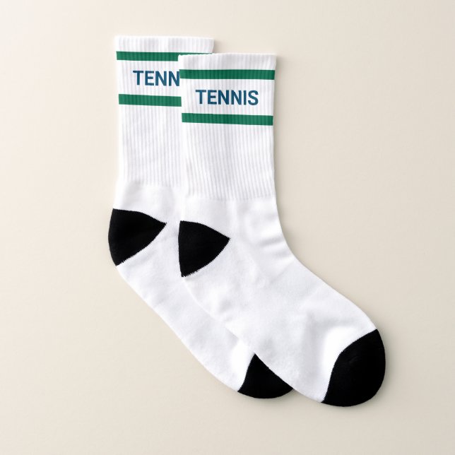 Navy Tennis Green Stripe Retro Unisex Socks (Pair)