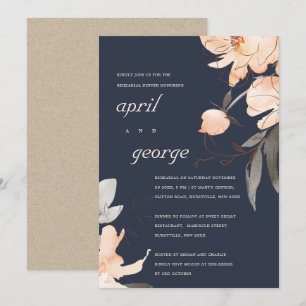 NAVY TERRACOTTA RED FLORAL REHEARSAL DINNER INVITE