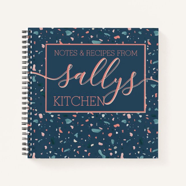 Navy Terrazzo Kitchen Notes Recipe homemade Notebook (Front)