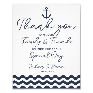 Navy thank you wedding sign