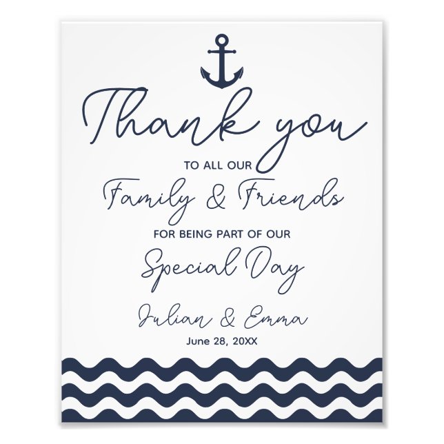 Navy thank you wedding sign (Front)
