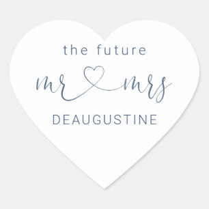 Navy The Future Mr and Mrs Heart Wedding Sticker