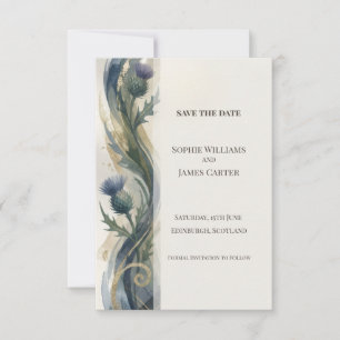Navy Thistle Save The Date Card