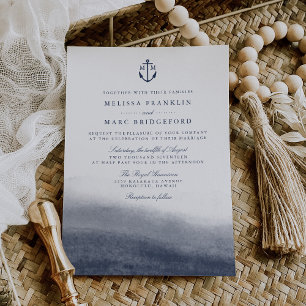 Navy Tides Anchor Monogram Wedding Invitation