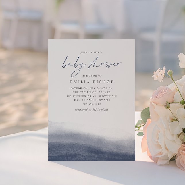 Navy Tides Coastal Watercolor Baby Shower Invitation (Creator Uploaded)
