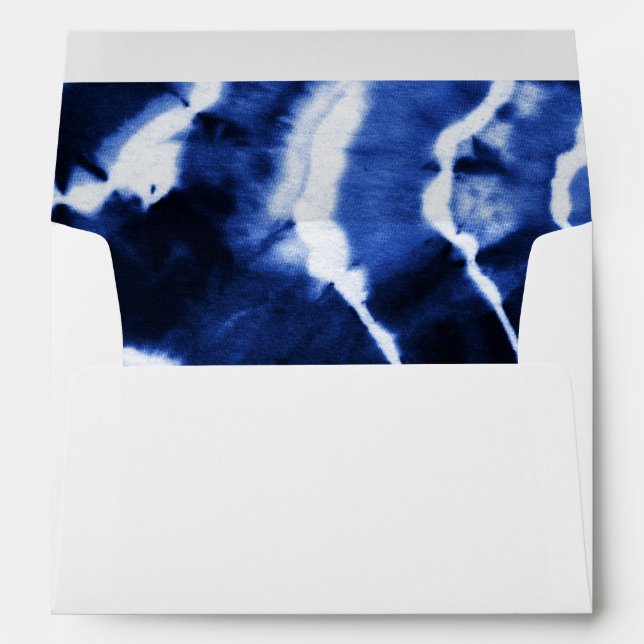 Navy Tie Dye Wedding Invitation Return Address Envelope (Back (Bottom))
