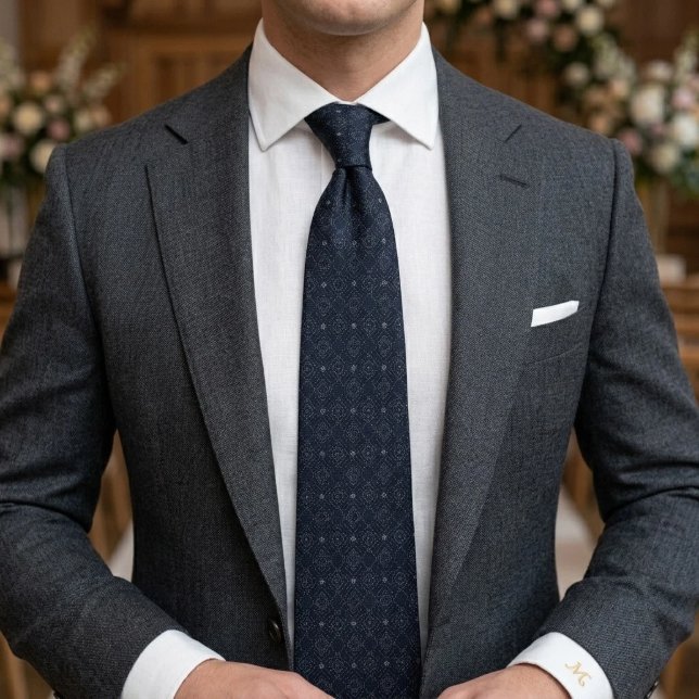 Navy Tonal Medallion Lattice Tie (Creator Uploaded)