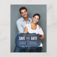 Navy Transparent Label | Save the Date Postcard
