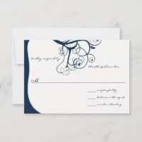 Navy Tree Swirls Wedding RSVP Invitations