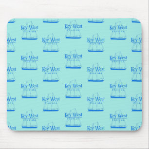 Navy Turquoise Key West Florida Nautical Sailboat Mouse Mat