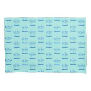Navy Turquoise Key West Florida Nautical Sailboat Pillowcase