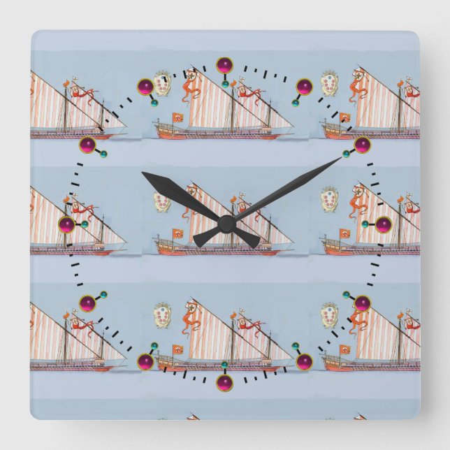 Navy Tuscany Medici Square Wall Clock (Front)