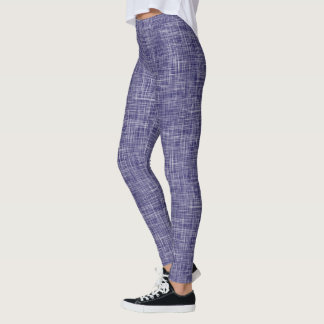 Navy Tweed Linen Pattern Leggings