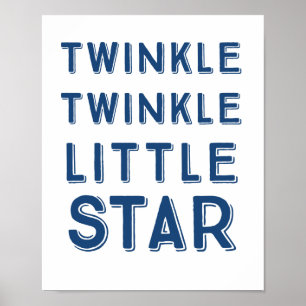 Navy Twinkle Twinkle Little Star Nursery Art Poster