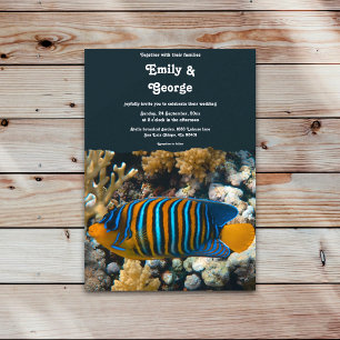 Navy Under The Sea Fish Reefs Beach Wedding Invitation