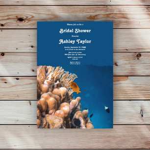Navy Underwater Fish Reefs Coastal Bridal Shower Invitation