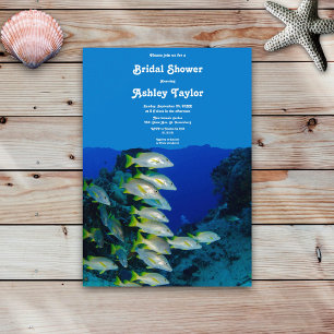 Navy Underwater Sea Fish Coastal Bridal Shower Invitation