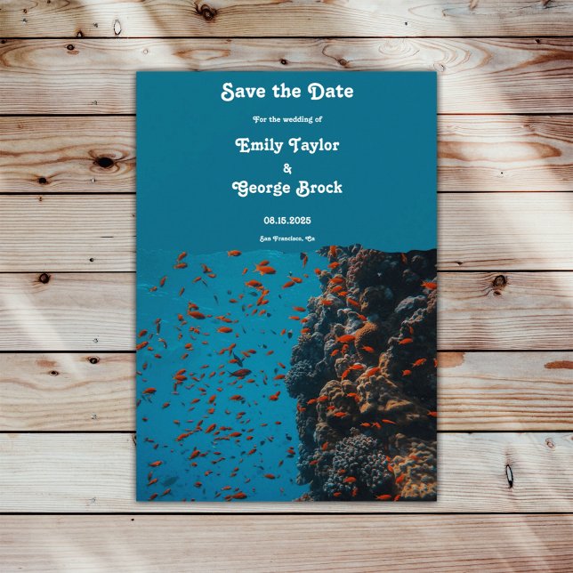 Navy Underwater Sea Fish Reefs Ocean Beach Wedding Save The Date (Creator Uploaded)