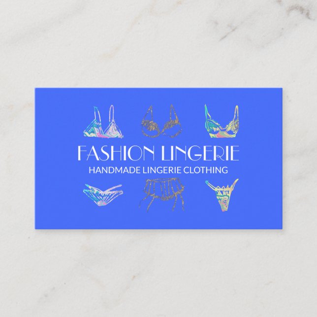 Navy Underwear Girly shop Lingerie Clothing Business Card (Front)