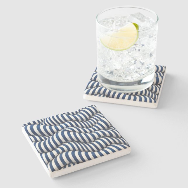 Navy Undulations Stone Coaster (Side)