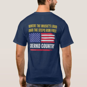 (Navy) US Flag / Music's Loud & Steps Run Free T-Shirt