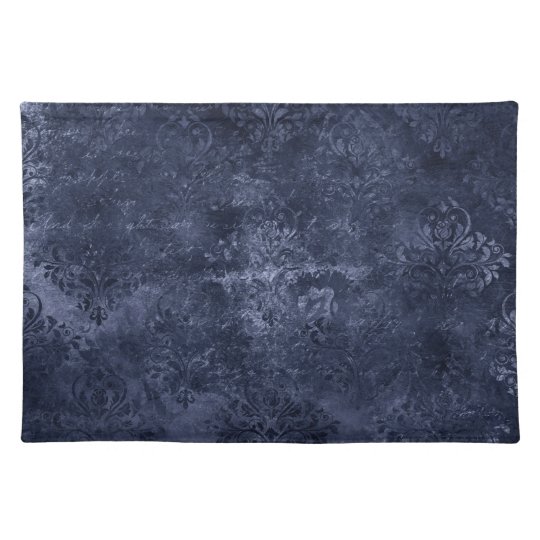 Navy Velvet Damask Dusty Dark Blue Floral Grunge Placemat Zazzle.co.uk