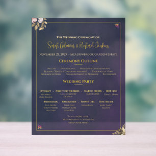 Navy Velvet Wedding Program Board – Translucent Acrylic Sign