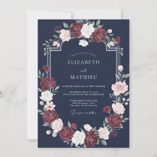 Navy Velvet Winter Wedding Invitation