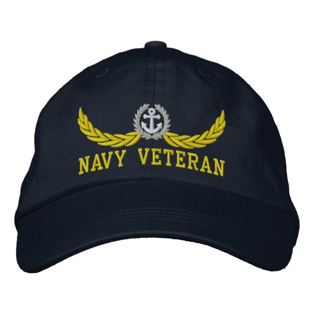 Navy Veteran and nautical motif Embroidered Hat (Front)
