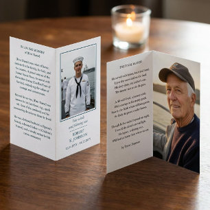 Navy Veteran Memorial Photo Poem Prayer Card