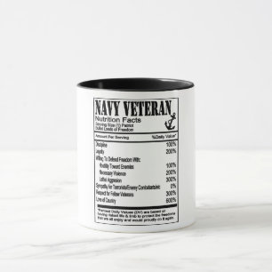 Navy Veteran Nutrition Facts Mug