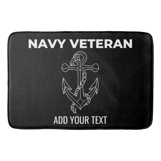 Navy Veteran Personalised Bath Mat (Front)