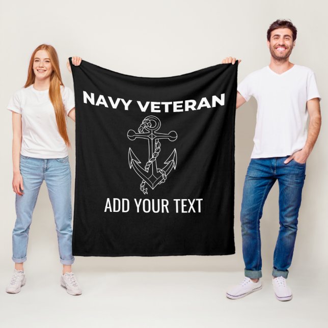 Navy Veteran Personalised Fleece Blanket (In Situ)