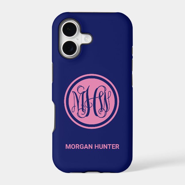 Navy Vine Monogram Font DIY BG Color (Back)