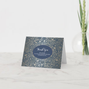 Navy Vintag Floral Gold Wedding Thank You Card